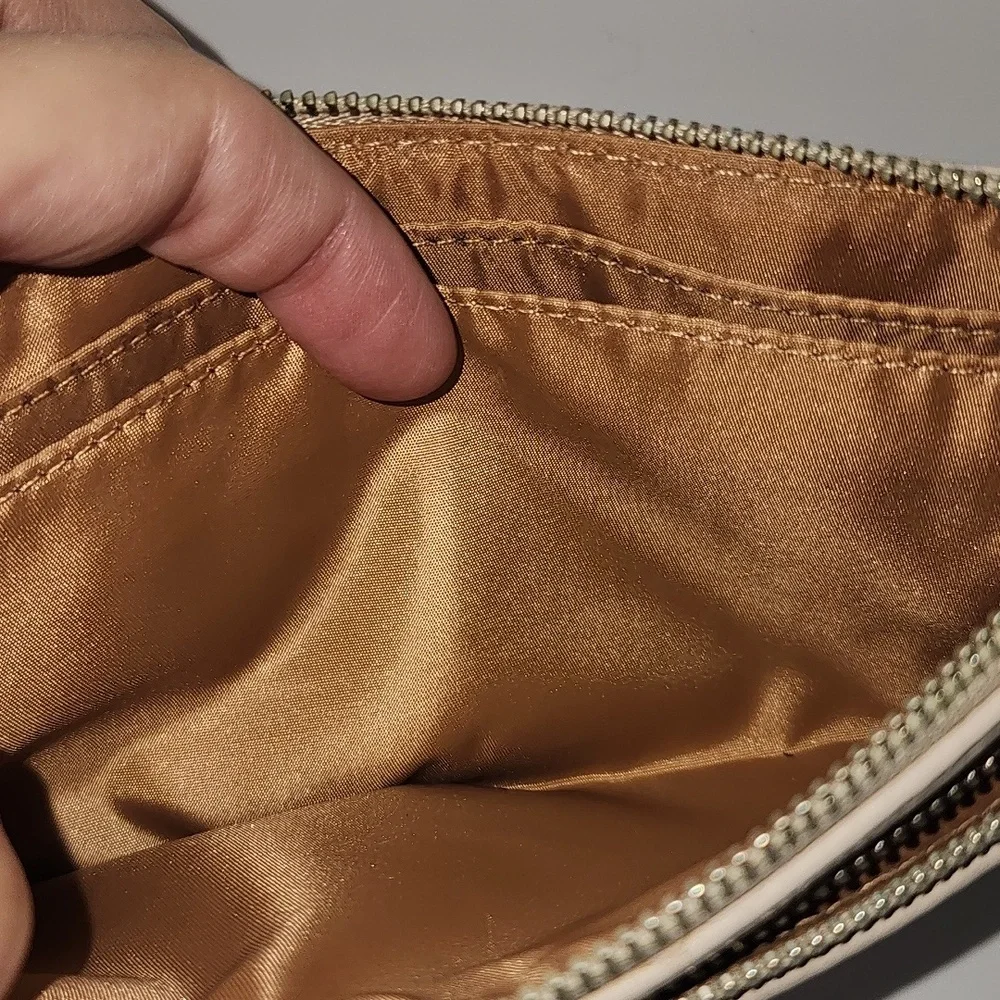 Coach Beige‎ Leather Wristlet Crossbody